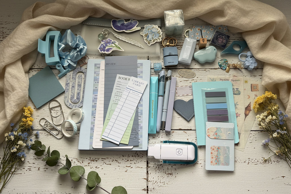 Collection of stationery items. 